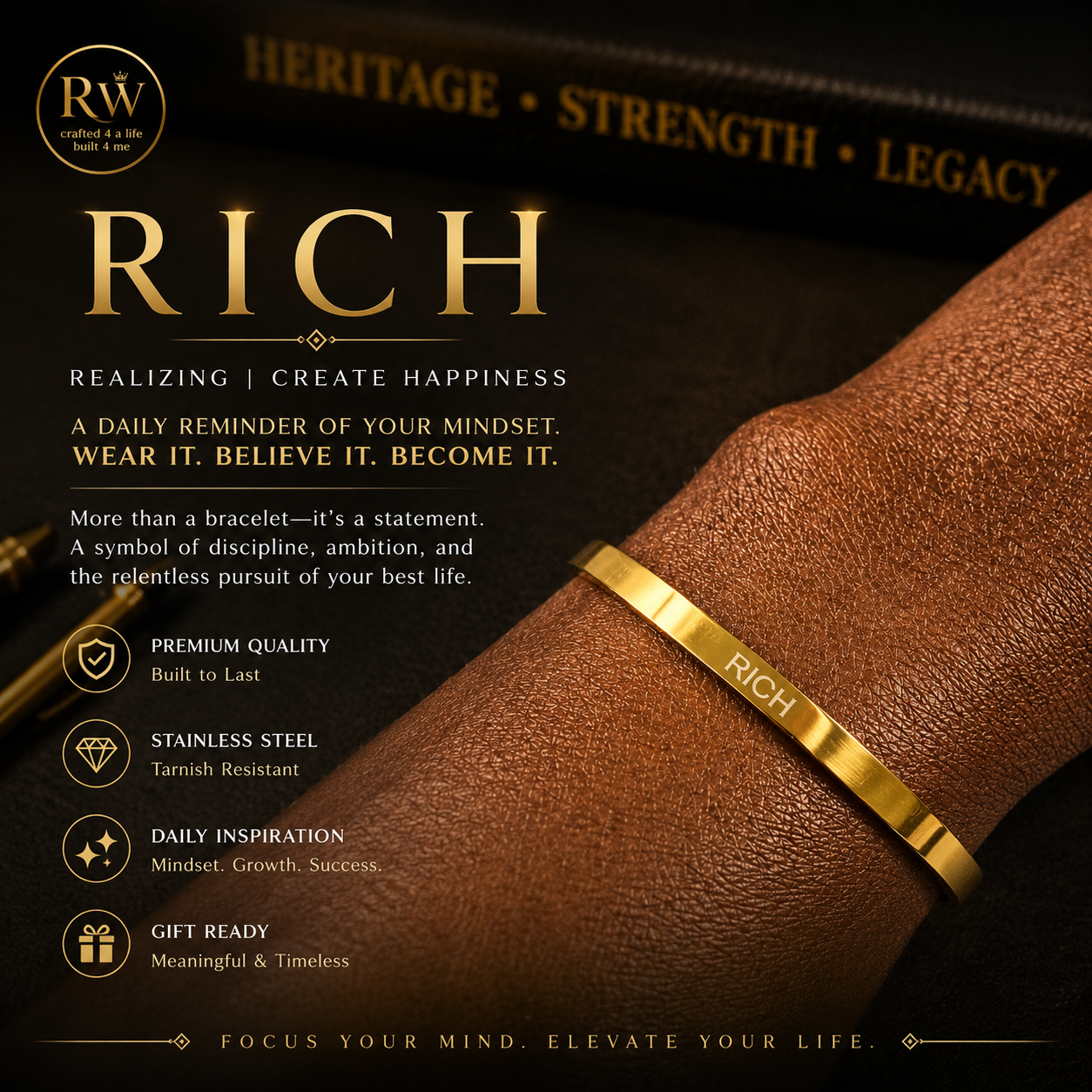 RICH Signature Cuff Bracelet