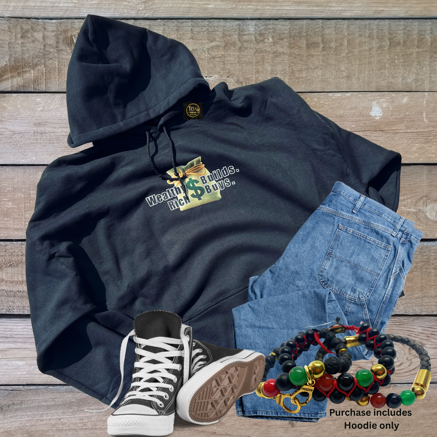 Wealthy Is Quiet Unisex Hoodie – Black Wealth Mindset Apparel