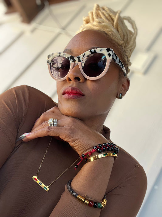Pan African Gold Bangle & Matching Necklace Set