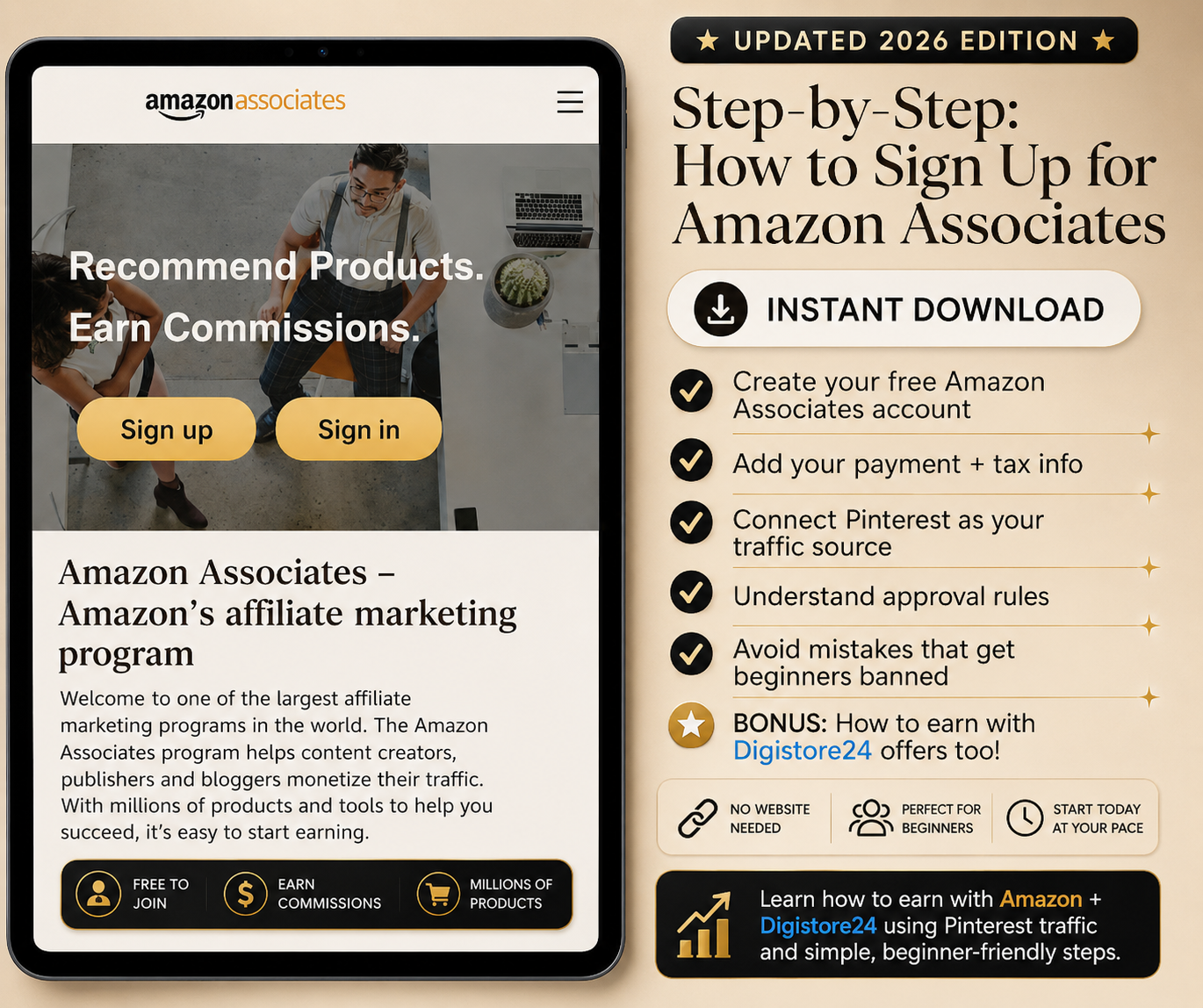 Step-by-step guide showing how to earn online posting affiliate links